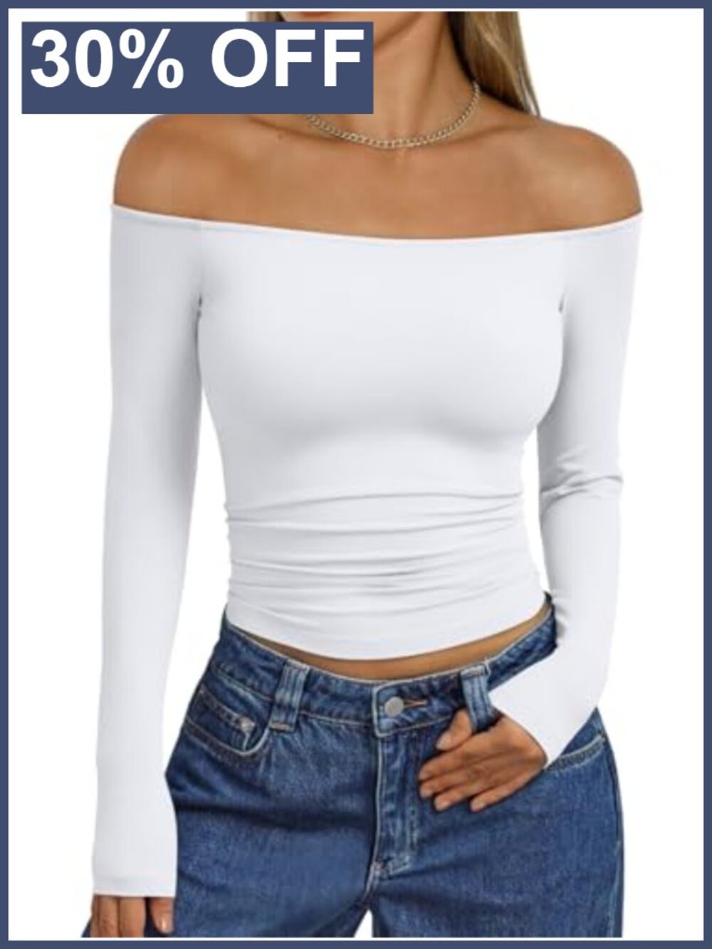 Off Shoulder Long Sleeve T-Shirt Buttery Soft Stretchy Slim Fit Y2K Top